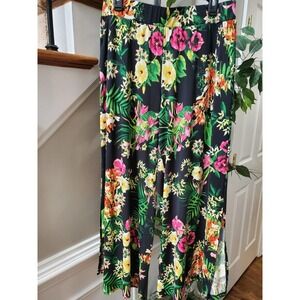 Got It Love It Womens Black Floral Polyester Elastic Waist Pants Petite Medium